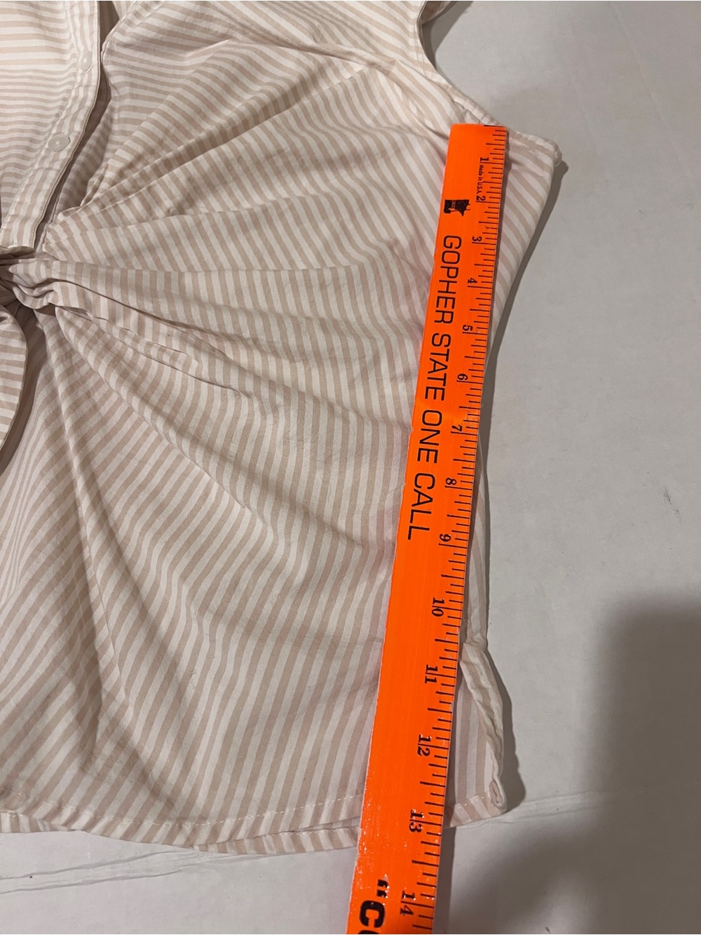 Nine West Womens Neutral Striped Sleeveless Front Knot Button-down Coastal Top L - Picture 13 of 14